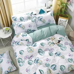 Bedding Sets Blue Leaf Pattern Set Bed Linen Duvet Cover Sheet Pillowcases Pastoral Flower