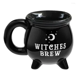 Mugs 260ml Halloween Witch Brew Mug Cauldron Black Ceramic Coffee Cups Unique Ghost Festival Gift Tabletop Decoration
