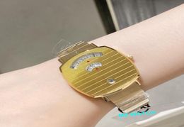 Fashion Women Men Couple Clock Quart Watch Grip Ruler Stainless Steel Calender WristWatch Sign Brand Logo Watches 35mm 38mm3749211