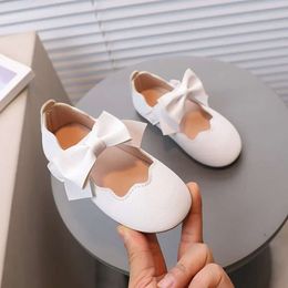 Girls Mary Jane Children Solid Color Round-toe Bow 2024 New Kids Fashion Soft Moccasin Baby First Walker Shoes L2405 L2405
