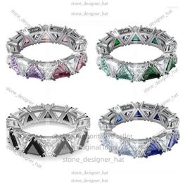 Rings Cluster Rings Shiny And Fresh Triangular Cutting Ring Crystal From Swarovskis Personality Round Simple Diamond 749a