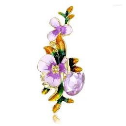 Brooches Fashion Iris Flower Purple Crystal Pin Women Clothing Coat Jewelry Party Accessories Gifts