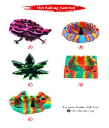 5 different style silicone ashtray cigarette holder case colorful pattern office home tabletop heat resistant to high temperature7720626