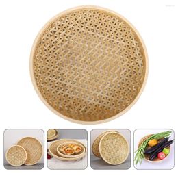 Plates Bamboo Woven Basket Tray Round Fruit Plate Storage Natural Serving