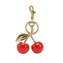 Nyckelringar Tillbehör Handväska Bag Parts Pendant Keychain Women's Exquisite Internet-Famous Crystal Cherry Car Accessories