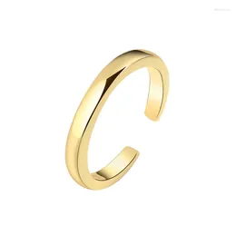 Cluster Rings K0FSAC 925 Sterling Silver For Women Simple Smooth Finger Jewelry Adjustable Chic Gold Color Ring Engagement Accessories