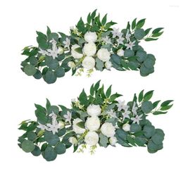 Decorative Flowers Artificial Wedding Arch Boho Red Rose Eucalyptus Garland Drapes Home Decoration Decorations Welcome Sign