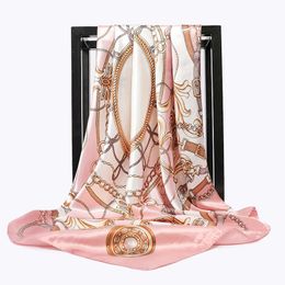 90*90cm Luxury Brand Square Scarf Fashion Beach Women Head Silk Wrap Spring Summer Shawl Ladies Foulard Bandanna Muffler hijab 240515