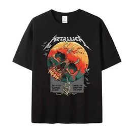 Men's T-Shirts Vintage Mens T-Shirts 100% Cotton Lightning Print Summer T Shirt Metal Rock Band Women Ts Mens Clothes Fr Shipping T240515