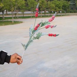 Decorative Flowers 5 Fork Flocking Artificial Flower Branch For Home Wedding Party Hall Decoration Floral Arrangement Material