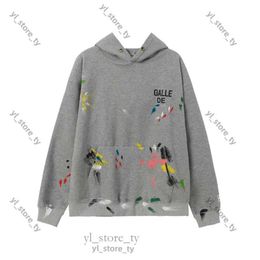 Hand-Painted Hoodie Graffiti Ink Letters Gallerydept Hoodie Printed Hip-Hop Men And Women Gallerydept Hooded With The Same Loose Casual Sweatshirt b3de