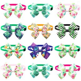 Dog Apparel Grooming Tropic 50/100pcs Tie Accessories Green Adjustable Cat Bows Bowties Pet Bow Summer Flower Leaves For