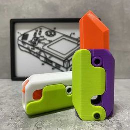 Decompression Toy 3D Carrot Gravity Knife Fidget Toy Childrens Decompression Pushing Card Small Toy 3D Printing Plastic Carrot Knife Direct Transport B240515