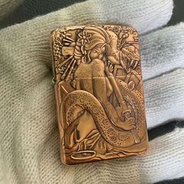 Zoro Kerosene 902S Pure Double-sided Relief Geisha Girl Woven Field Personalized Creative Gift Purple Copper Lighter