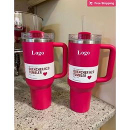 Cosmo Pink Tumblers Target Red Parade Flamingo Cups H20 40 Oz Cup with Handle Straw Coffee Water B stanliness standliness stanleiness standleiness staneliness 271Y
