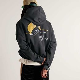 Rhude High end designer Hoodies for and trendy style Sunrise print hoodie for men With 1:1 original labels