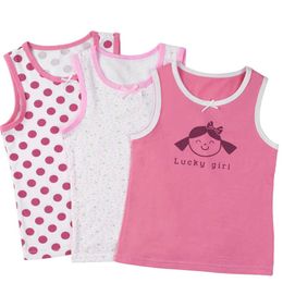 Vest 2024 Summer Childrens Girls Tank Top Sleeveless T-shirt Cartoon Flower Tank Top Cotton Underwear Youth T-shirtL2405