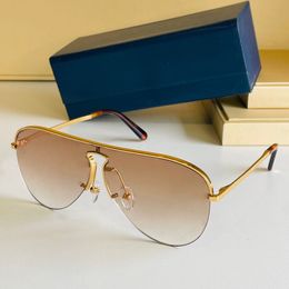 Oversized Sunglasses Designer Shades for Women Half Frame Metal Arms Gradient Lenses Mens Sun Glasses With Box