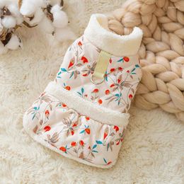 Dog Apparel Winter Clothes Teddy Flower Cotton Dress Thickened And Warm Puppy Feet Coat Pet Fashion Cardigan XS-XL