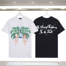 High version summer short sleeved front and back letter printed round mens short sleeved T-shirt trend