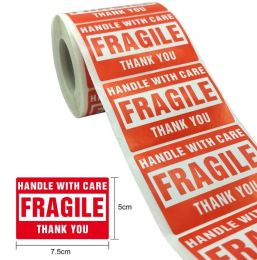 wholesale 500pcs Packing Warning Adhesive Stickers FRAGILE Handle With Care THANK YOU Label Sticker 1 Roll ZZ