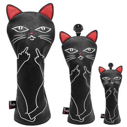 Other Golf Products Golf Club Head Cover Set Aliennana Black Cute Cool Cat 1 Wooden Driver Head Cover Fairway Golf Head Cover Hybrid 3 Pieces/SetL2405