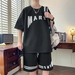 Fashion T-Shirt Shorts 2 Pieces Men Shorts Sets Summer Y2k Tracksuit Men Clothing Harajuku Style Loose Fit Sportswear Sets 240510