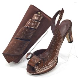 Dress Shoes Doershow Nice African And Bag Matching Set With Coffee Selling Women Italian For Wedding HGY1-1