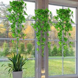 Decorative Flowers Artificial Hang Plants Green ABS Hanging Christmas Garland Plant For Wall Home Room Decoration