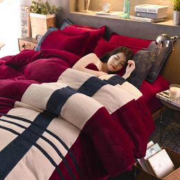 Bedding Sets 3pcs/4pcs Coral Fleece Home Set Linen Cover Bed Korean Thicken Sheet Duvet Quilt Flannel