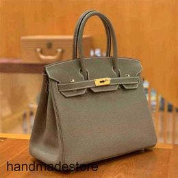 Designer Bag Handbag Pure Sewn Platinum Brand Women's Luxury Original Togo Leather Handbag 30 Bags of Elephant Grey CG07