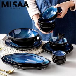 Plates Salad Fruit Bowl Tough And Soft As Jade Porcelain Is Fine Shiny Space Star Noodles Blue Kiln Glaze Bowls Dishes