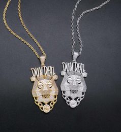 hip hop DUN DEAL dog head pendant necklaces for men women luxury Robot dog pendants 18k gold plated copper zircons letters capital9305074