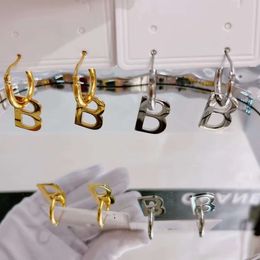 Never fade B Chain Luxury branded designer hoops stud 316L Stainless Steel 18k Gold silver women girls letter earrings wedding summer jewelry