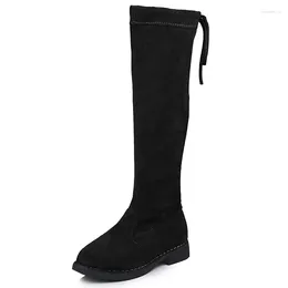 Boots JGVIKOTO Winter Fashion Rubber For Girls Over-the-knee Kids Children Knee-high Warm Cotton Soft Plush Back-tied Chic
