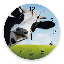 Wall Clocks Grassland Sky Cows Design Silent Home Cafe Office Decor For Kitchen Art Large 25cm