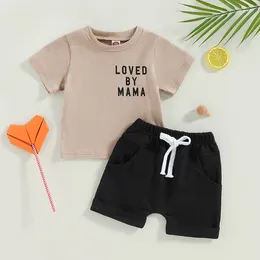 Clothing Sets CitgeeSummer Infant Boys Clothes Outfits Letter Print Short Sleeve T-Shirts And Solid Colour Shorts Suit