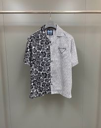 2024SS New Sporty Loose-Fit Short-Sleeve Shirt with Gerbera and Cherry Blossom Print