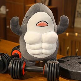 45cm Muscle Shark Plush Toys Ocean Whale Fish Stuffed Animals Soft Plushie Dolls Kids Birthday Gifts Valentine's Day