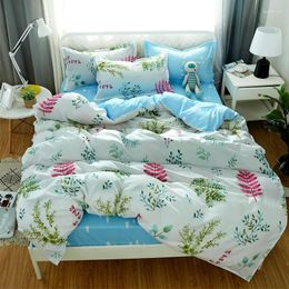 Bedding Sets Blue Pink Flower Plant Set 3/4 Pcs Duvet Cover With Bed Pillow Case Home Textile