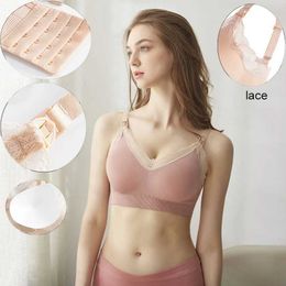 Maternity Intimates Wireless front open care bra soft lace breathable 3D seamless maternity cotton suitable for clothing d240517