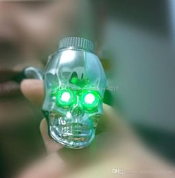 Skull Style Eyes Will Light metal Tobacco Pipe LED Electronic pipes Light skull Smoking Herb Pipes red Green Light1947243
