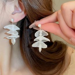 Dangle Earrings French Elegant Pearl Mesh Tassel Long Drop For Women Party Jewelry