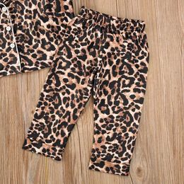 Pyjamas 2020 Fashion Leopard Boys and Girls Pyjama Set Short sleeved/Long sleeved Top+Shorts/Pants Summer 2-piece 0-6 Years d240517