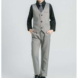 Kids Formal Jacket Vest Pants Tie 4Pcs Photograph Wedding Suit For Boys Children Birthday Dress Ceremony Tuxedo Costume