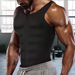 Men Sweat Sauna Vest With Zipper Body Shaper Waist Trainer Top Slimming Shirt Fitness Workout Vest For Fitness Gym Equipment 240516
