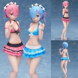 Action Toy Figures 15CM Anime Figure Red blue swimwear twin sisters Different World Blue Model Dolls Toy Gift Collect PVC Material box-packed Y240516