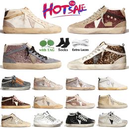 High quality Casual Luxury Women Glitter Fashion Vintage Stars Gold OG Brand Designer Shoes tennis Men Trainers New Mid Sequin Italy Black Old Lace Up Dirty Sneakers