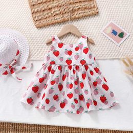 Girl's Dresses 2023 Summer Childrens Dress New Strberry Cotton Girls Dress 0-3 Year Old Baby Ramadan Clothing