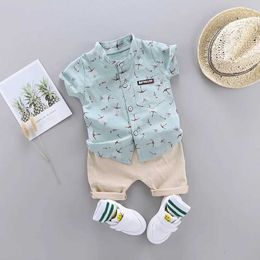 Clothing Sets Summer cotton baby clothing set with fashionable childrens and girls shirts and two-piece shorts WX3254546